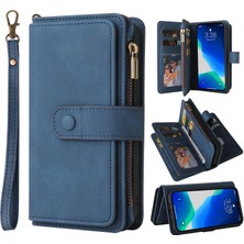 Xstep Case iPhone 15 Pro Max Çoklu Kart Yuvası Deri Cüzdan Kılıfı Zipper Cep Stand Telefon Kapağı (Yurt Dışından)