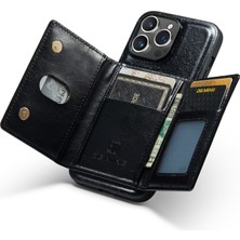 Xstep Case iPhone 15 Pro Max Magnicy Söndürülebilir Kapak Hafif Deri Kaplamalı Pc+Tpu Cüzdan Kickstand Telefon Kılıfı (Yurt Dışından)
