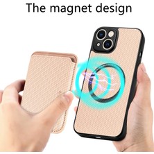 Xstep Case iPhone 15 Plus Söndürülebilir Telefon Kılıfı Karbon Fiber Manyetik Kart Tutucu Deri+Pc+Tpu Kapak (Yurt Dışından)