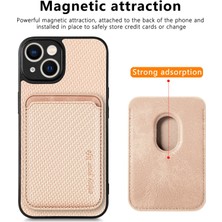 Xstep Case iPhone 15 Plus Söndürülebilir Telefon Kılıfı Karbon Fiber Manyetik Kart Tutucu Deri+Pc+Tpu Kapak (Yurt Dışından)