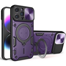 Xstep Case iPhone 15 Pro Slide Kamera Kapağı Pc+Tpu Arka Kapak Rotasyonu Kickstand Telefon Kasası (Yurt Dışından)