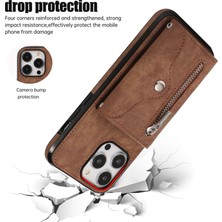 Xstep Case iPhone 15 Pro Rfıd Pu Deri + Tpu Telefon Kılıfı Fermuar Cep Kartı Yuvaları Koruyucu Kapak Kayış (Yurt Dışından)