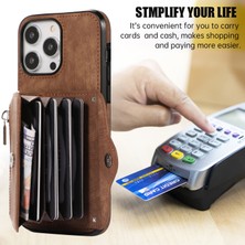 Xstep Case iPhone 15 Pro Rfıd Pu Deri + Tpu Telefon Kılıfı Fermuar Cep Kartı Yuvaları Koruyucu Kapak Kayış (Yurt Dışından)