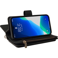 Xstep Case iPhone 15 Pro Max Çoklu Kart Yuvası Deri Cüzdan Kılıfı Zipper Cep Stand Telefon Kapağı (Yurt Dışından)