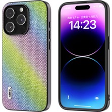 Xstep Case iPhone 14 Pro Max Shockproof Pu Deri+Pc+Tpu Telefon Kılıfı Glitter Rhinestone Doku Koruyucu Kapak (Yurt Dışından)