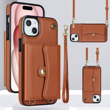 Xstep Case iPhone 15 Plus Telefon Kabuğu, Kart Yuvaları Pu Deri+Tpu Telefon Vaka Kickstand Kapak 2 Kayış (Yurt Dışından)