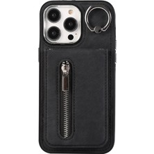 Xstep Case iPhone 15 Plus Zipper Cep Telefon Kılıfı Deri+Tpu Kickstand Kapak 2 Kayış (Yurt Dışından)