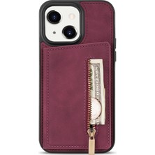 Xstep Case iPhone 15 Plus Zipper Cep Deri Kaplamalı Tpu Telefon Kılıfı Cüzdan Telefon Kickstand Kapak (Yurt Dışından)