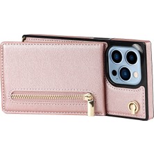 Xstep Case iPhone 15 Pro Max Pu Deri+Tpu Telefon Kapağı Kickstand Fermuar Cüzdan Kılıfı Kayış (Yurt Dışından)