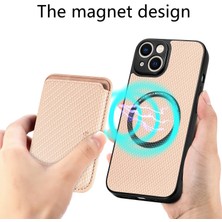 Xstep Case iPhone 15 Karbon Fiber Telefon Kılıfı, Deri+Pc+Tpu Kapağı Çıkarılabilir Manyetik Kart Tutucu (Yurt Dışından)