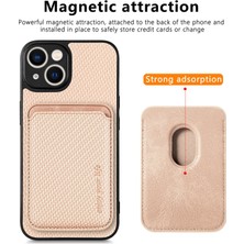 Xstep Case iPhone 15 Karbon Fiber Telefon Kılıfı, Deri+Pc+Tpu Kapağı Çıkarılabilir Manyetik Kart Tutucu (Yurt Dışından)