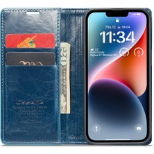 Xstep Case iPhone 15 Plus Deri Cüzdan Stand Telefon Kılıfı Mumsu Çılgın At Doku Kapağı (Yurt Dışından)