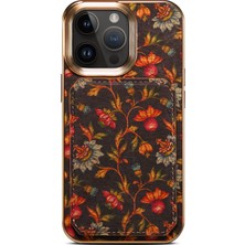 Xstep Case iPhone 15 Pro Max Kart Yuvaları Kickstand Telefon Kılıfı Pu Deri Kaplamalı Pc+Tpu Çiçek Kapağı (Yurt Dışından)
