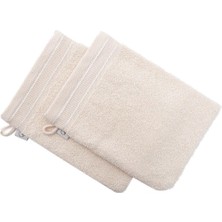 Ecocotton Havlu Banyo Kesesi %100 Pamuk Bukle 2'li Set Kapama Bordürlü Krem 15x20 Cm