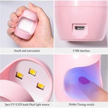 Danlu UQ54726-4 Tırnak Lambası 6W Mini Tırnak Kurutucu Beyaz Pembe Uv LED Lamba Taşınabilir USB Arayüzü Kullanıma Çok Uygun (Yurt Dışından)