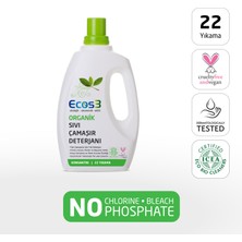 Ecos3 Sıvı Çamaşır Deterjanı, Organik & Vegan Sertifikalı, Ekolojik, Extra Konsantre, 22 Yıkama, 750ml