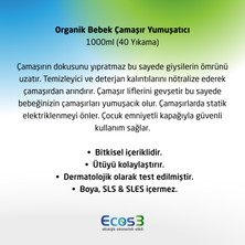 Ecos3 Bebek Çamaşır Yumuşatıcı, Organik & Vegan Sertifikalı, Ekolojik, Extra Konsantre, 40 Yıkama, 1000ml