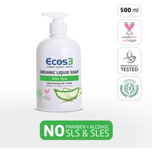 Ecos3 Sıvı Sabun, Organik & Vegan Sertifikalı, Ekolojik, Hipoalerjenik, Aloe Vera, 500ml