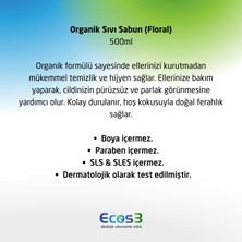 Ecos3 Sıvı Sabun, Organik & Vegan Sertifikalı, Ekolojik, Hipoalerjenik, Floral, 500ml