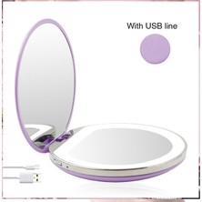 Friendship 3x Mor 5 Renk 3x Büyüteç Işıklı Makyaj Aynası Işık Mini Yuvarlak Taşınabilir LED Makyaj Aynası Algılama USB Şarj Edilebilir Makyaj Aynası (Yurt Dışından)