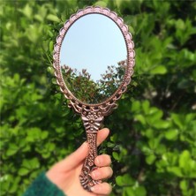 Friendship Altın Vintage Oyma El Makyaj Masası Aynası Makyaj Aynası Spa Salon Makyaj Vanity El Aynası Kolu Kozmetik Kompakt Ayna Kadınlar Için (Yurt Dışından)