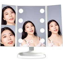 Friendship Siyah Espelhos Spiegel Specchio LED Espelho Com LED Büyütme 2x 3x 10X Büyütme 3 Yollu Üç Katlı Aynalar Vanity Akıllı LED Makyaj Aynası (Yurt Dışından)