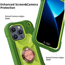 Jingyi iPhone 15 Pro Max Kılıfı ile Uyumlu 6,7" - Halka Standlı, Cam Ekran Koruyucu ve Kamera Lens Koruyucusu ile Ağır Hizmet Darbeye Dayanıklı Askeri Sınıf Sağlam Kapak (Avokado) (Yurt Dışından)