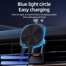 Jingyi 15W Rgb LED Işık Manyetik Araba Kablosuz Şarj Cihazı Hava Firar Telefon Tutucu iphone 14 13 12 Pro Max Macsafe Hızlı Şarj Istasyonu (Yurt Dışından)