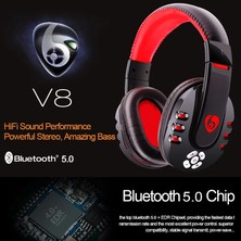 Jingyi V8 Kablosuz Kulaklık 5.0 Bluetooth Kulaklık Stereo Bas Mikrofonlu Kulak Içi Handsfree (Yurt Dışından)