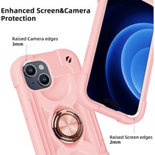 Jingyi iPhone 15 Plus Kılıf ile Uyumlu 6,7" - Halka Standlı, Ağır Hizmet Darbeye Dayanıklı Askeri Sınıf Sağlam Kapak, Cam Ekran Koruyucu ve Kamera Lens Koruyucu (Pembe) (Yurt Dışından)