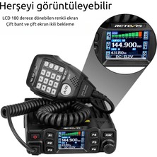 Retevis RT95 Mini Mobil Cihaz Dual Band Amatör Radyo Ham Radyo 200 Kanal 5W/15W/25W DTMF 5Ton Walkie Talkie Araç Alıcı-Verici (Siyah)