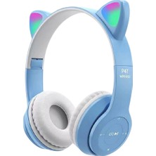 Jingyi Yeni Yanıp Sönen LED Sevimli Kedi Kulaklar Kulaklık Bluetooth Kablosuz Mikrofonlu Kulaklık Tf Fm Çocuk Kız Stereo Müzik Kulaklık Yavru Earphon (Yurt Dışından)