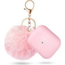 Aqqog 3(2021), Apple Airpod 3rd Generation Women's Case, Air Pod 3rd Generation Charging Case Silicone Case With Pom Pom Keychain Accessory(Pink) (Yurt Dışından)