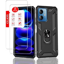 Zljnx Xiaomi Redmi Note 12 5g Siyah Telefon Kılıfı Için Uygun 2 Adet Temperli Cam Ekran Koruyucu Redmi Note 12 Koruyucu Kılıf Telefon Kılıfı ile Tutucu (Yurt Dışından)