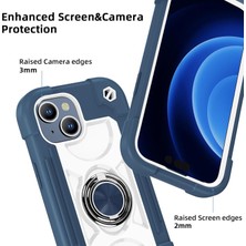 Jingyi iPhone 15 Plus Kılıfı 6,7" ile Uyumlu - Ağır Hizmet Darbeye Dayanıklı Askeri Sınıfta Sağlam Kapak, Halkalı Stand, Cam Ekran Koruyucu ve Kamera Lens Koruyucu (Felicia Mavi) (Yurt Dışından)