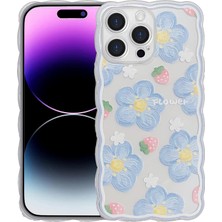 Jingyi iPhone 15 Pro Max Kılıfı ile Uyumlu Kadın Kızlar Için Sevimli, Moda Dalga Kavrama Tasarımı ve Estetik Çiçek Desenli, Şeffaf Yumuşak Tpu Telefon Kılıfı - Yaban Mersini Çiçeği (Yurt Dışından)