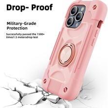 Jingyi iPhone 15 Pro Max Kılıfı ile Uyumlu 6,7" - Halka Standlı Ağır Hizmet Darbeye Dayanıklı Askeri Sınıf Sağlam Kapak, Cam Ekran Koruyucu ve Kamera Lens Koruyucu (Pembe) (Yurt Dışından)