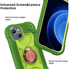 Jingyi iPhone 15 Plus Kılıf ile Uyumlu 6,7" - Halka Standlı, Cam Ekran Koruyucu ve Kamera Lens Koruyucusu ile Ağır Hizmet Darbeye Dayanıklı Askeri Sınıf Sağlam Kapak (Avokado) (Yurt Dışından)