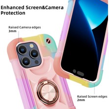 Jingyi iPhone 15 Pro Max Kılıfı ile Uyumlu 6,7" - Halka Standlı, Ağır Hizmet Darbeye Dayanıklı Askeri Sınıf Sağlam Kapak, Cam Ekran Koruyucu ve Kamera Lens Koruyucu (Gökkuşağı Pembesi) (Yurt Dışından)