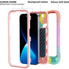 Jingyi iPhone 15 Pro Max Kılıfı ile Uyumlu 6,7" - Halka Standlı, Ağır Hizmet Darbeye Dayanıklı Askeri Sınıf Sağlam Kapak, Cam Ekran Koruyucu ve Kamera Lens Koruyucu (Gökkuşağı Pembesi) (Yurt Dışından)