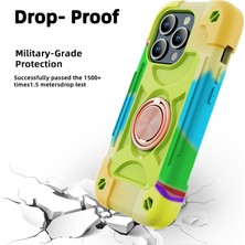 Jingyi iPhone 15 Pro Max Kılıfı ile Uyumlu 6,7" - Halka Standlı, Ağır Hizmet Darbeye Dayanıklı Askeri Sınıf Sağlam Kapak, Cam Ekran Koruyucu ve Kamera Lens Koruyucu (Gökkuşağı Yeşili) (Yurt Dışından)