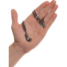 Labalaba Erkek Lak Antrasit Kaplama Krampon&futbol Topu Uçlu Zincir Kolye