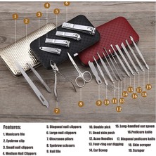 Danlu 19PCS-TUHAOJIN 7-19PCS Paslanmaz Çelik Tırnak Makası Güzellik Aracı Parmak Ayak Tırnaklarını Pense Kesiciler Ölü Cilt Kir Sökücü Pedikür Manikür Seti (Yurt Dışından)