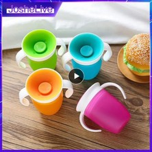 Mavi ve Pembe 240ML Boğulma Önleyici Bardak Içme Suyu Için 360 Derece Dönebilen Çift Kolu Çevirme Bebek Öğrenme Içme Bardağı Sızdırmaz Bebek Su Bardağı (Yurt Dışından)