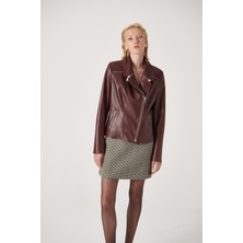 Noella Cara Biker Deri Ceket Bordo