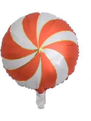 Kırmızı Beyaz Şeker Görünümlü Folyo Balon 45 cm Parti Sürprizi Tek Parça
