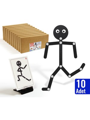 10 Adet - Montessori Ahşap Çöp Adam Yapboz Aktivite Eğitici Ahşap Oyuncak