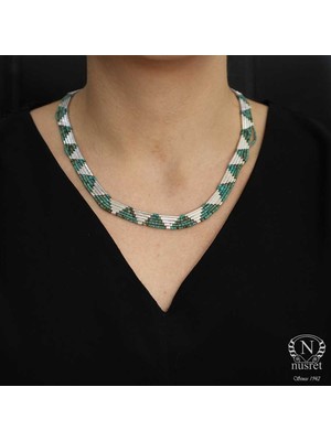 925 Ayar Gümüş Turkuaz Taşlı 5 sıra Özel Tasarım Kolye