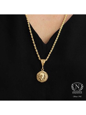 925 Ayar Gümüş Publius Helvius Madalyon Kolye, Sarı