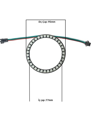 Kaled Ring Halka LED 35 Bit WS2812B 35 LED Argb Neopixel Adreslenebilir 5 Volt Soketli